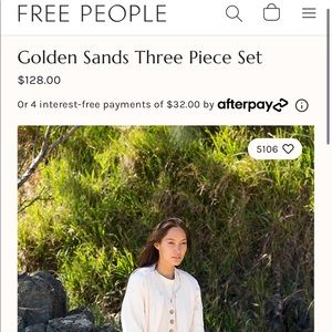Free people beach golden sands three piece set